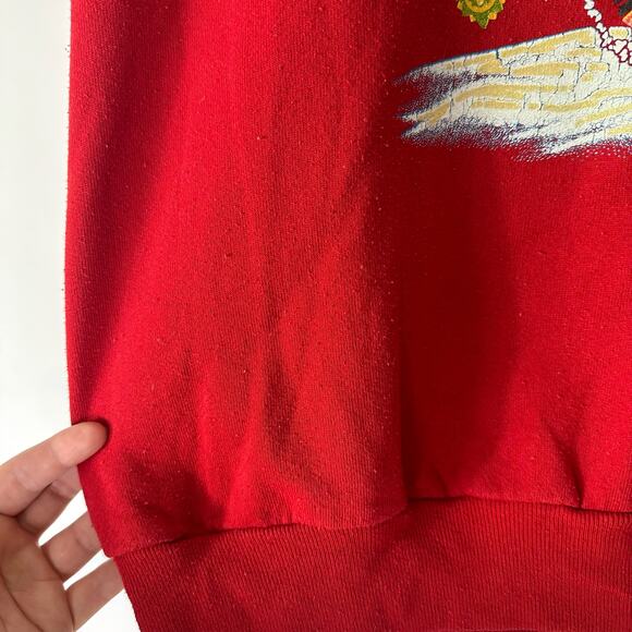 Vintage Jerzees Women's XL Christmas Tree Holiday Sweatshirt Red USA Made - Picture 6 of 7